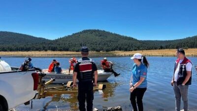 Seben ilçesindeki Taşlıyayla Göleti’nde yapılan denetimde, suya bırakılan 500 metre