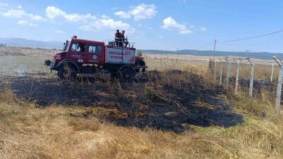 Bolu’nun Dörtdivan ilçesinde, Hacetler Mahallesi yol kenarında meydana gelen anız
