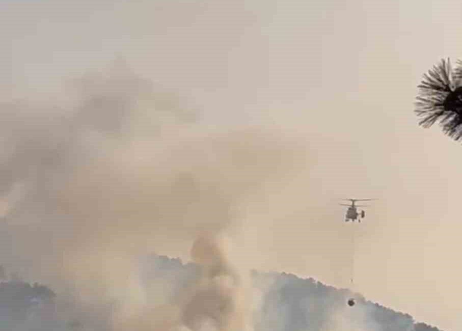 Bolu’nun Göynük ilçesinde meydana gelen orman yangını, hava ve karadan