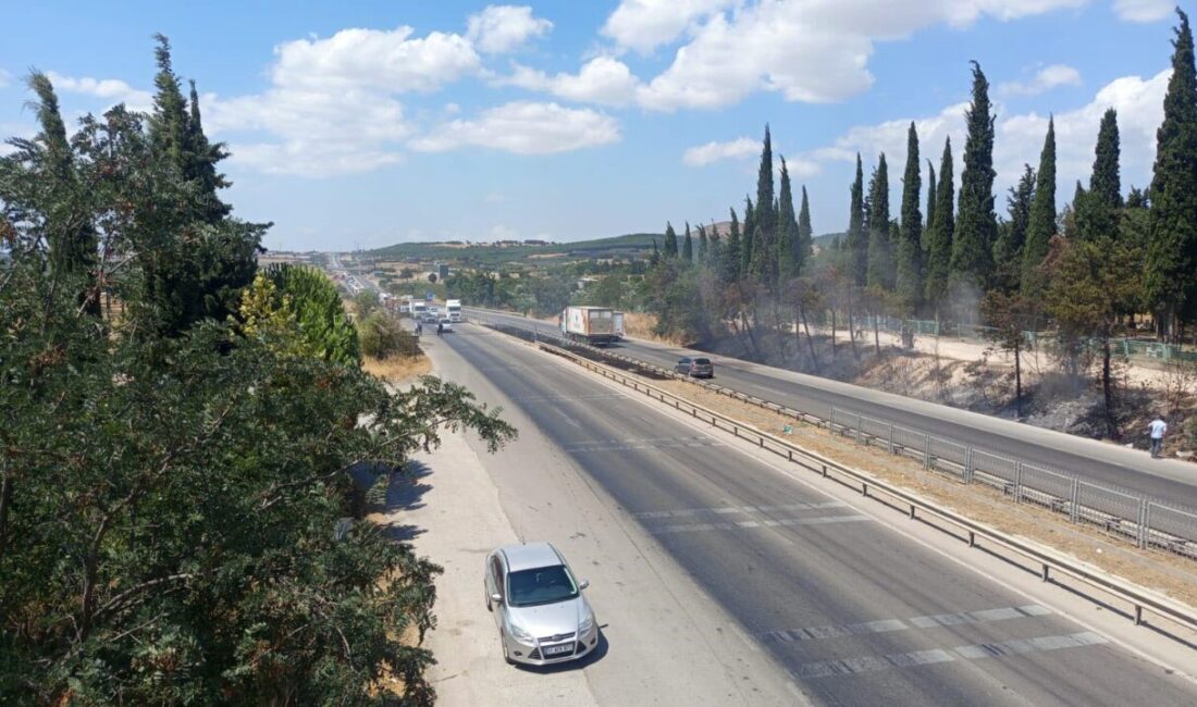 Bir anız yangını, Bursa’nın Nilüfer ilçesinde trafik akışını ciddi şekilde