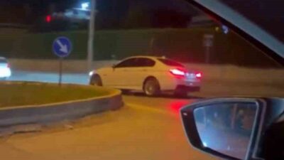 İnegöl ilçesinde gerçekleşen olayda bir sürücü, drift yaparken amatör bir