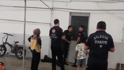 Bilecik Belediyesi’ne ait Kapalı Pazar Alanı’nda oyun oynayan çocuklar, bir