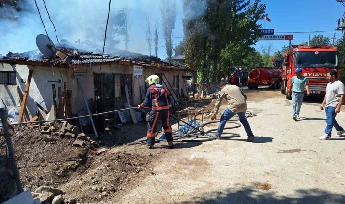 Çorum’un İskilip ilçesinde bulunan bir mermer atölyesinde çıkan yangın, itfaiye