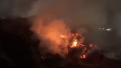 Çorum yöresinde meydana gelen yangında yaklaşık 7 bin saman balyası