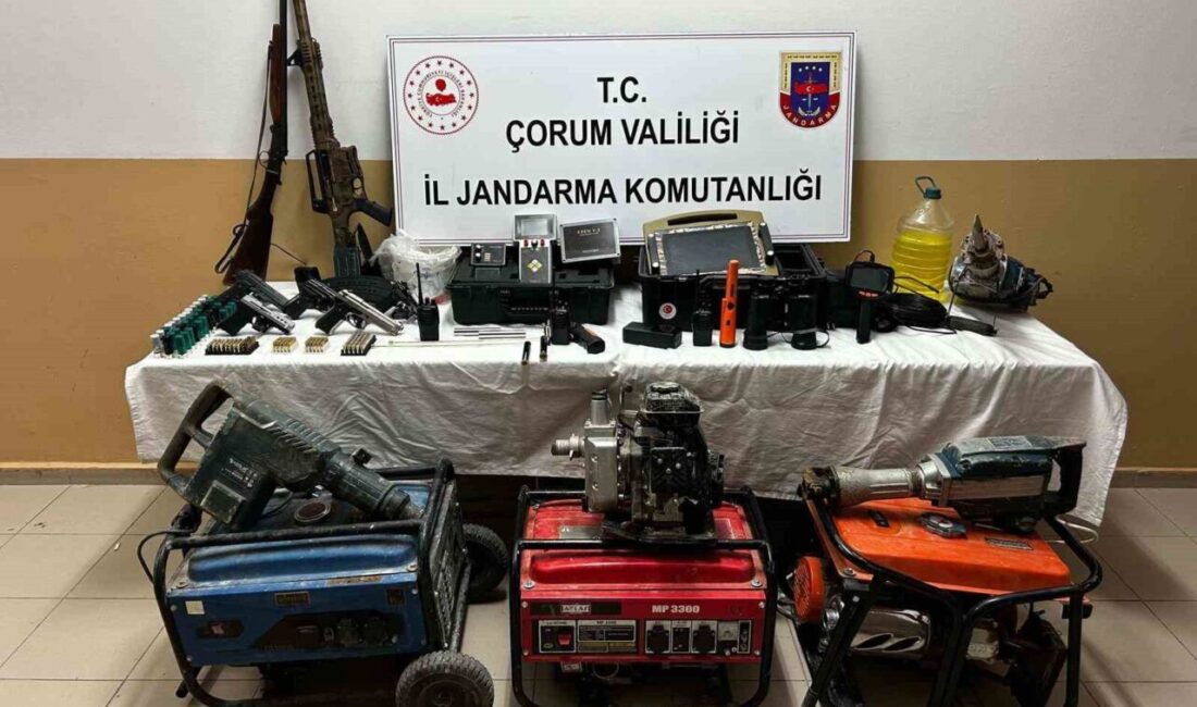 Alaca ilçesinde jandarma tarafından gerçekleştirilen operasyonda, define arayışıyla kaçak kazı