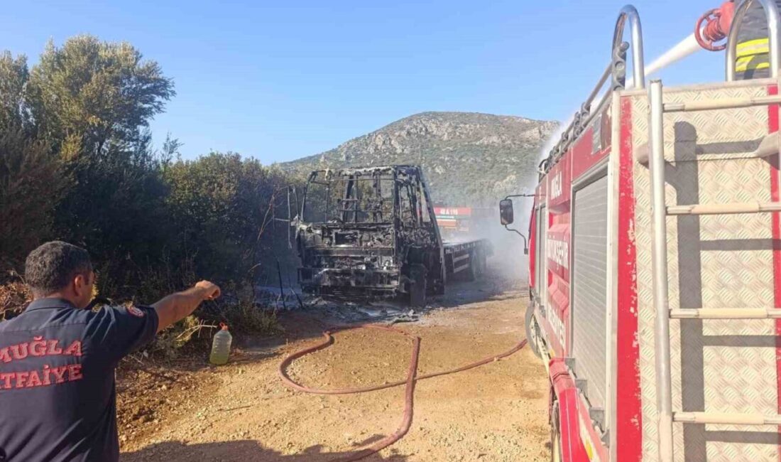 Muğla’nın Datça ilçesinde meydana gelen bir olayda, bir kamyonetin yanması