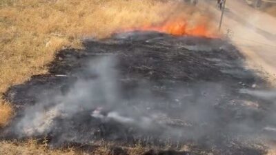 Elazığ’ın Sürsürü Mahallesi’nde, otluk bir alanda meydana gelen yangın itfaiye