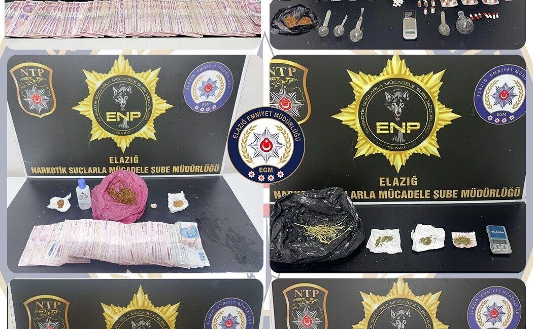 Elazığ’da, polis ekipleri tarafından uyuşturucuyla mücadele kapsamında gerçekleştirilen operasyonlarda 8