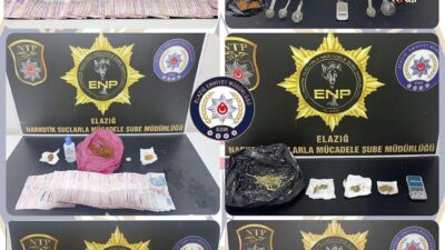 Elazığ’da, polis ekipleri tarafından uyuşturucuyla mücadele kapsamında gerçekleştirilen operasyonlarda 8