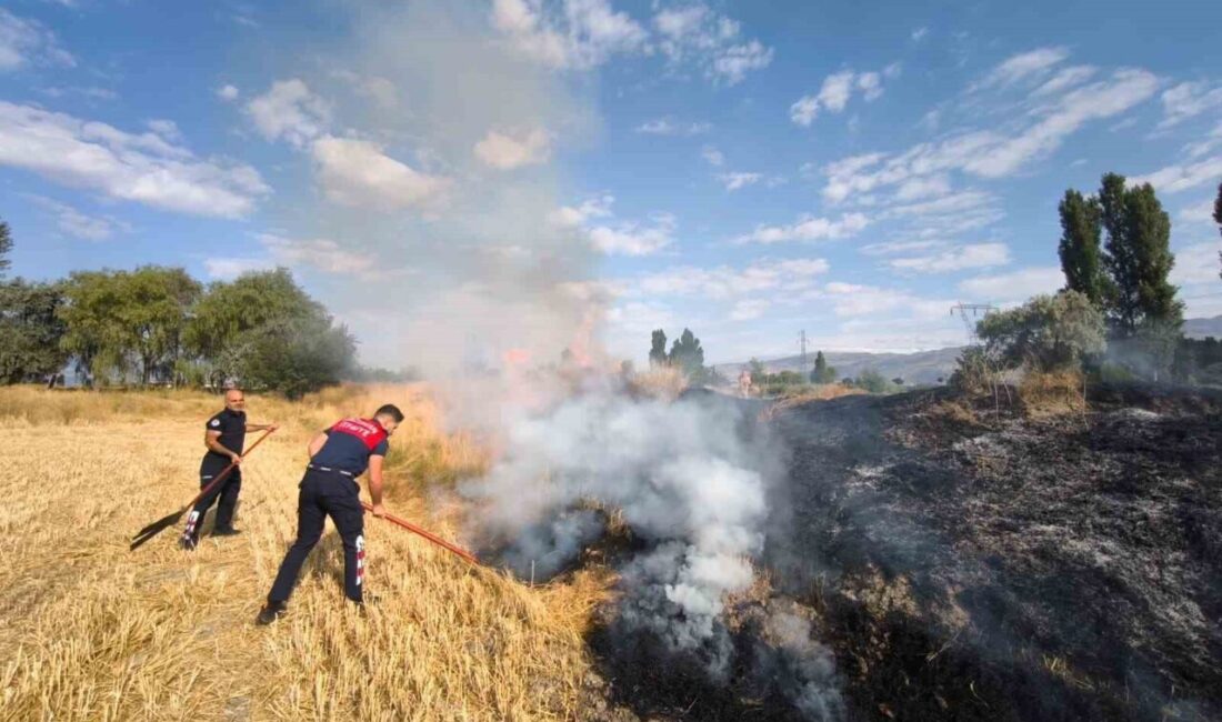 Erzincan’da, İzzetpaşa Mahallesi Havalimanı Kavşağı yakınlarında çıkan arazi yangını, itfaiye