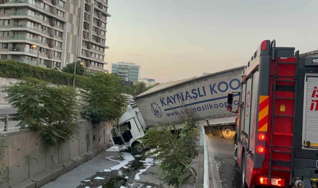 Esenler ilçesinde seyir halinde olan bir tır, direksiyon kontrolünü yitirerek