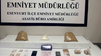 Esenyurt’ta polis tarafından gerçekleştirilen operasyonda 7,5 kilogram uyuşturucu madde bulundu