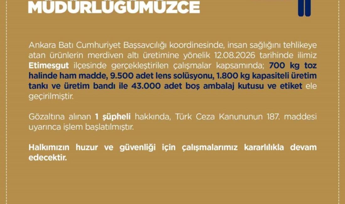 Ankara Emniyet Müdürlüğü, merdiven altı üretimle mücadele kapsamında gerçekleştirilen operasyonda