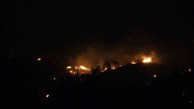 Çanakkale’nin Ezine ilçesinde, Gökçebayır mevkisinde meydana gelen orman yangını, yetkililerin