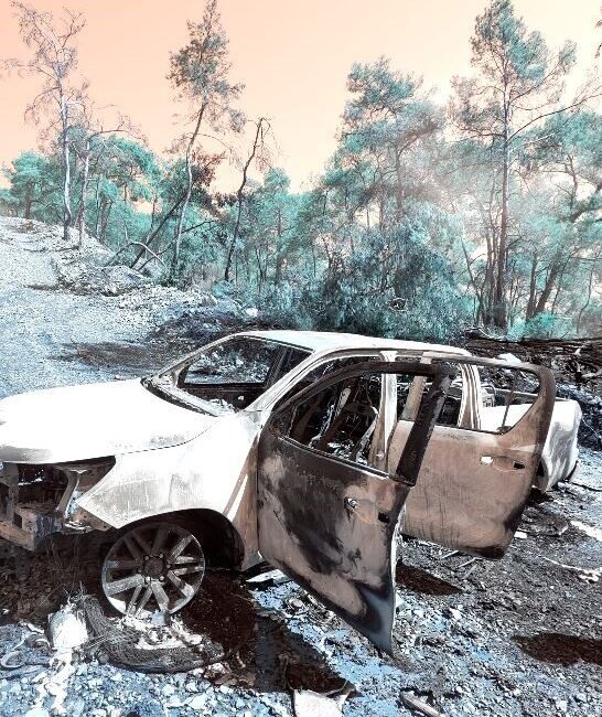 Fethiye ilçesindeki bir doğal gaz çalışmasında kullanılan bir kamyonette bulunan