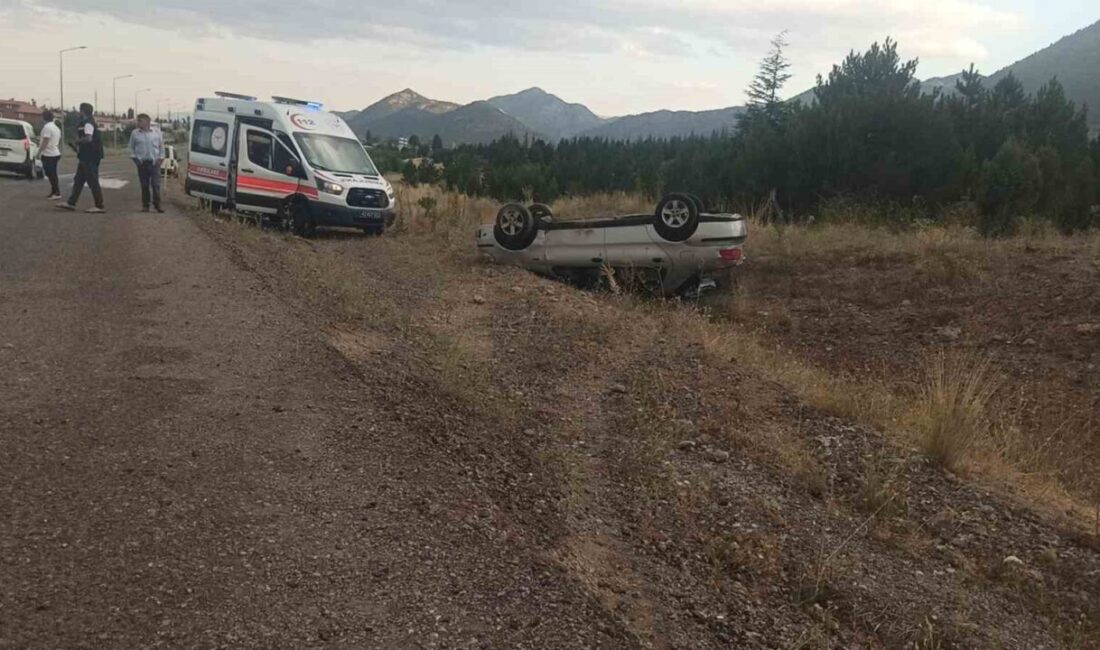 Seydişehir ilçesinde meydana gelen trafik kazasında otomobilin takla atması sonucu