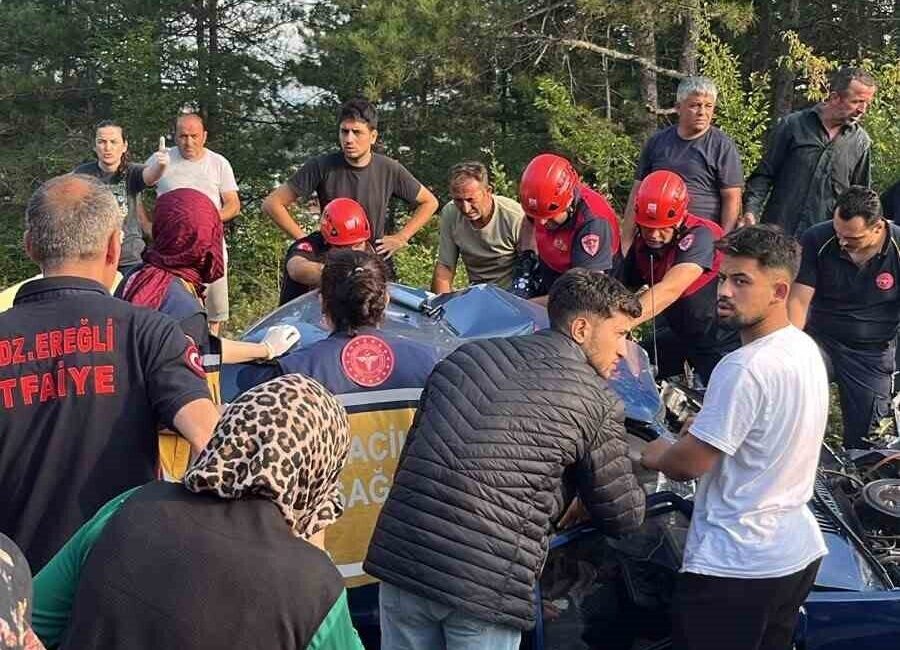Karadeniz Ereğli ilçesine bağlı Kaptaş Kaymaklar mevkisinde meydana gelen trafik