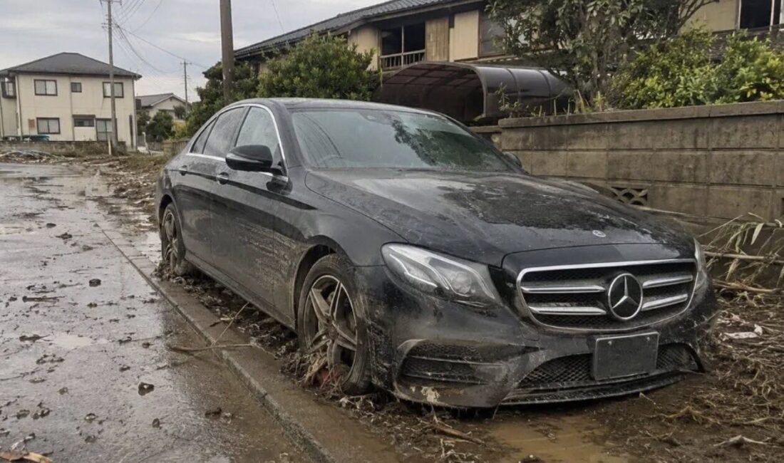 Chiba eyaletinde meydana gelen şiddetli yağışlar sonucu oluşan sel felaketinde