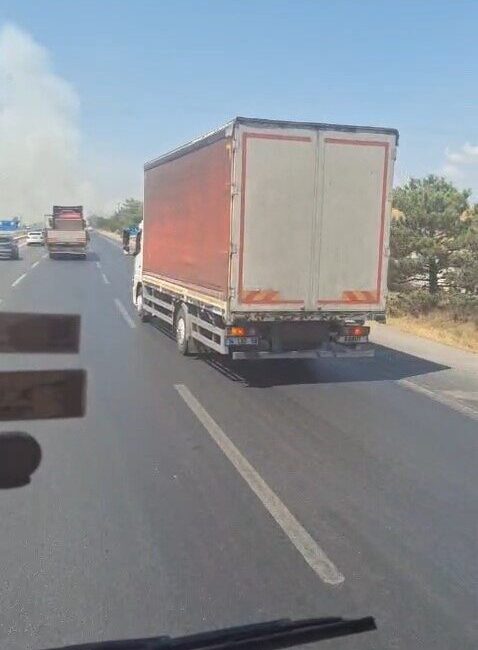 Eskişehir-Bursa karayolunda bilinmeyen bir nedenden ötürü otluk alanda başlayan yangın,