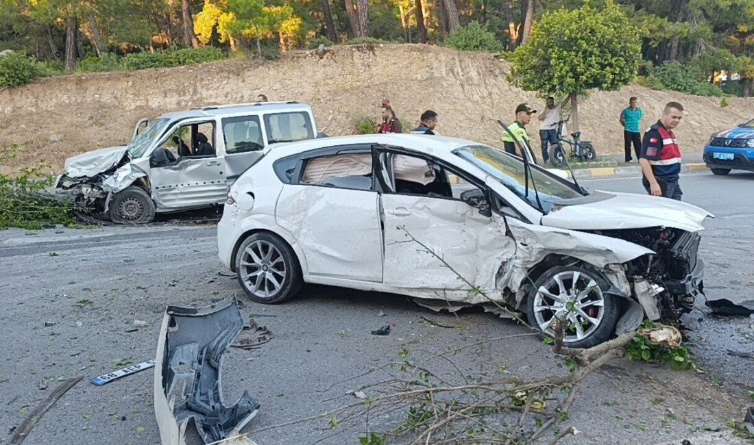 Manavgat, Antalya ilçesinde refüjü aşarak karşı şeride geçen bir otomobilin