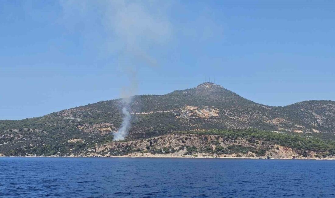 Kaş ilçesinde, Yeşilköy Mahallesi Muarkürü mevkisindeki makilik alanda çıkan yangın,