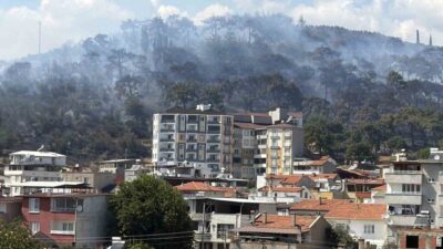 Edremit ilçesinde, Kazdağları’nın eteklerinde bulunan Kadıköy mevkiinde başlayan orman yangınına