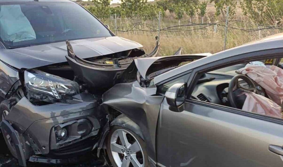 Keşan ilçesinde meydana gelen trafik kazasında, hafif ticari araç ve