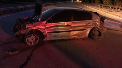 Babaeski ilçesine bağlı Hazinedar köyünde gece saatlerinde meydana gelen trafik