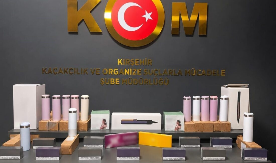 Kırşehir’de polis ekiplerinin yaptığı operasyonda 130 paket kaçak ısıtılmış tütün