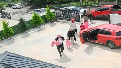 Korgan ilçesinde bir köpek, bahçe kapısının açılmasıyla yola fırlayarak bir