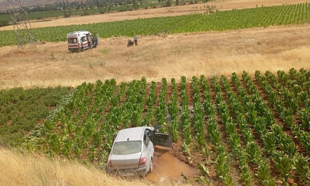 Malatya’da, sürücüsü direksiyon hakimiyetini kaybeden bir otomobil, yol kenarındaki yaklaşık