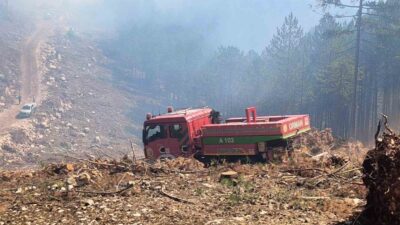 Muğla’nın Menteşe ilçesinde, Yılanlı Kurdu mevkisinde başlayan orman yangını, ekiplerin
