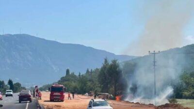 Muğla’nın Menteşe ilçesinde Denizli Yolu üzerinde bir otluk alanda meydana