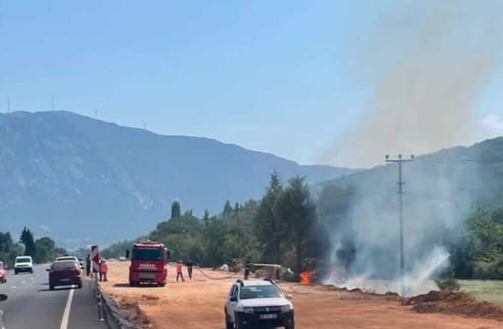 Muğla’nın Menteşe ilçesinde Denizli Yolu üzerinde bir otluk alanda meydana