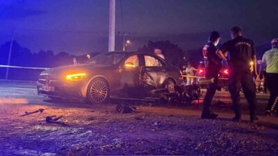 Muğla’nın Menteşe ilçesinde meydana gelen trafik kazasında motosiklet ile otomobilin