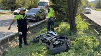 Samsun’un Canik ilçesinde meydana gelen trafik kazasında, bir motosikletin bir