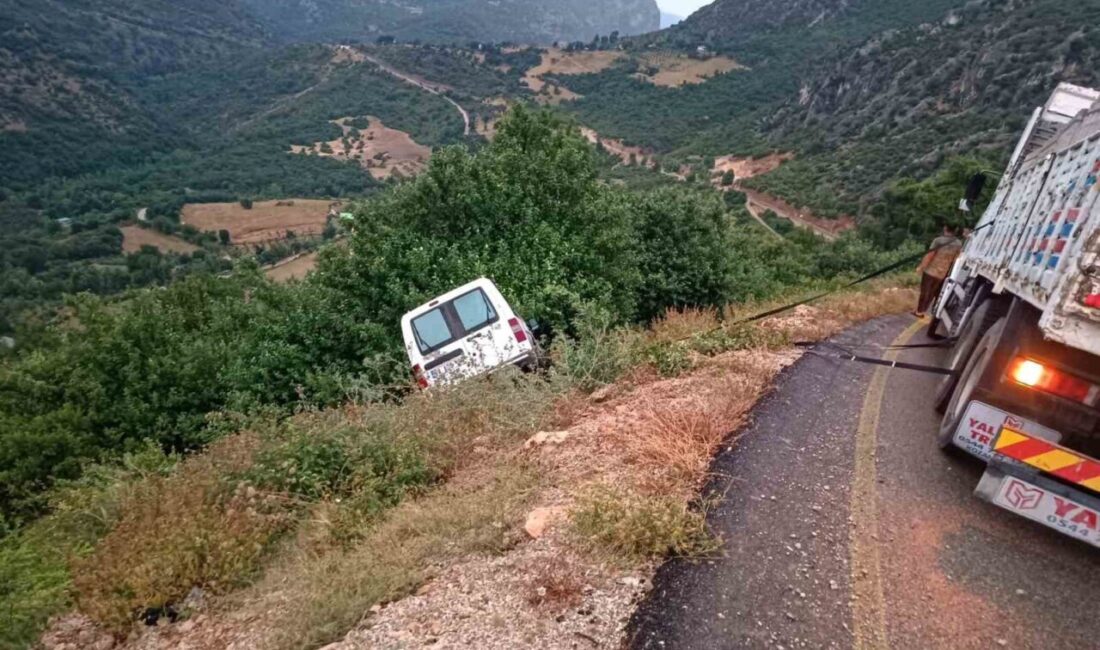 Sumbas ilçesinde, yağış nedeniyle yoldan çıkan bir hafif ticari araç,