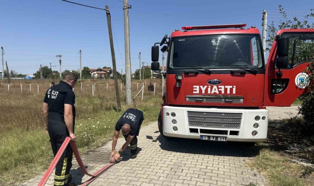 Muratlı ilçesindeki boş bir arazide çıkan ot yangını, itfaiye ekiplerinin