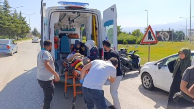 Bursa’nın İnegöl ilçesinde otomobil ile motosikletin karıştığı kaza sonucu motosiklet