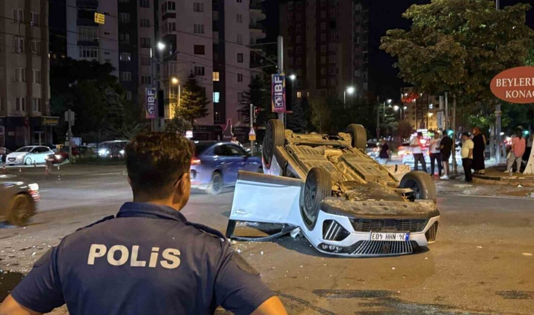 Melikgazi ilçesinde meydana gelen trafik kazasında, SUV araç takla attı
