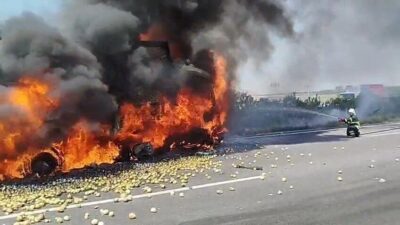 Adana’nın Ceyhan ilçesinde TAG otoyolunda meydana gelen bir kaza sonucu