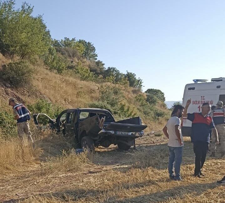 Elazığ’ın Palu ilçesinde bir kamyonetin şarampole devrilmesi sonucu meydana gelen