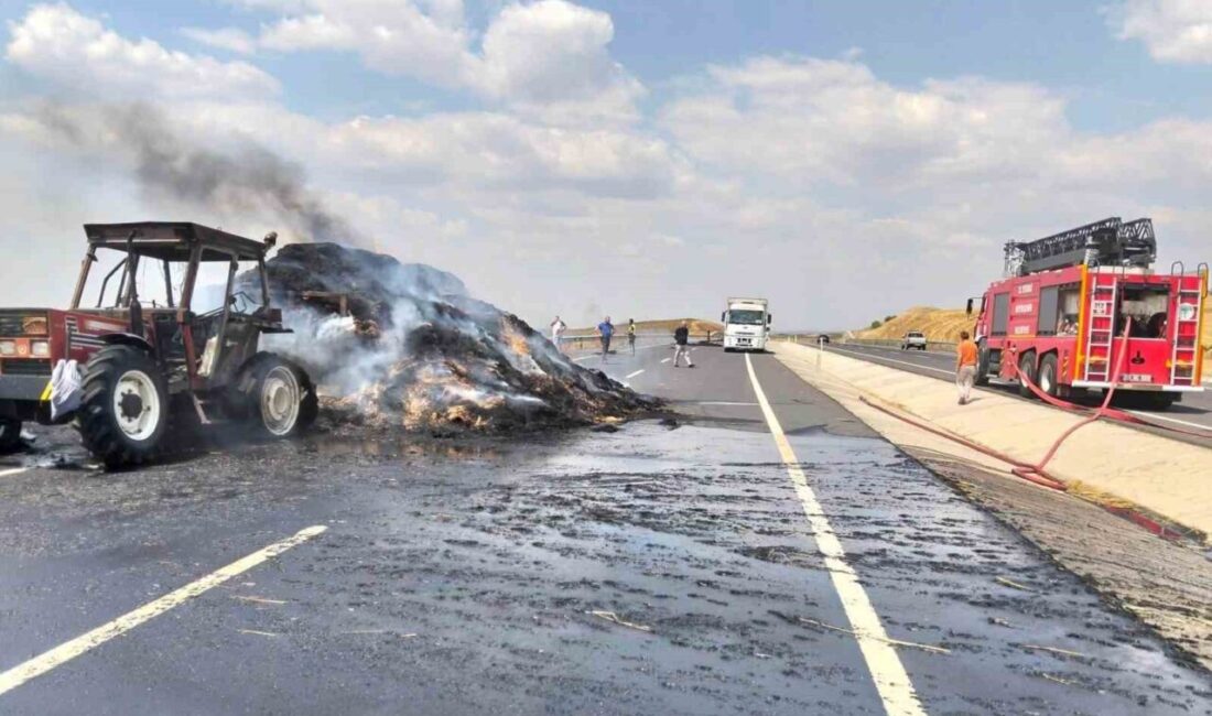 Hayrabolu ilçesinde meydana gelen olayda, saman yüklü bir römorkta çıkan