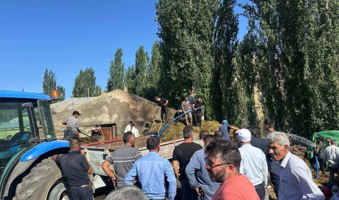 Sarıkamış ilçesinde meydana gelen yangında, 800 balya ot kullanılamaz duruma