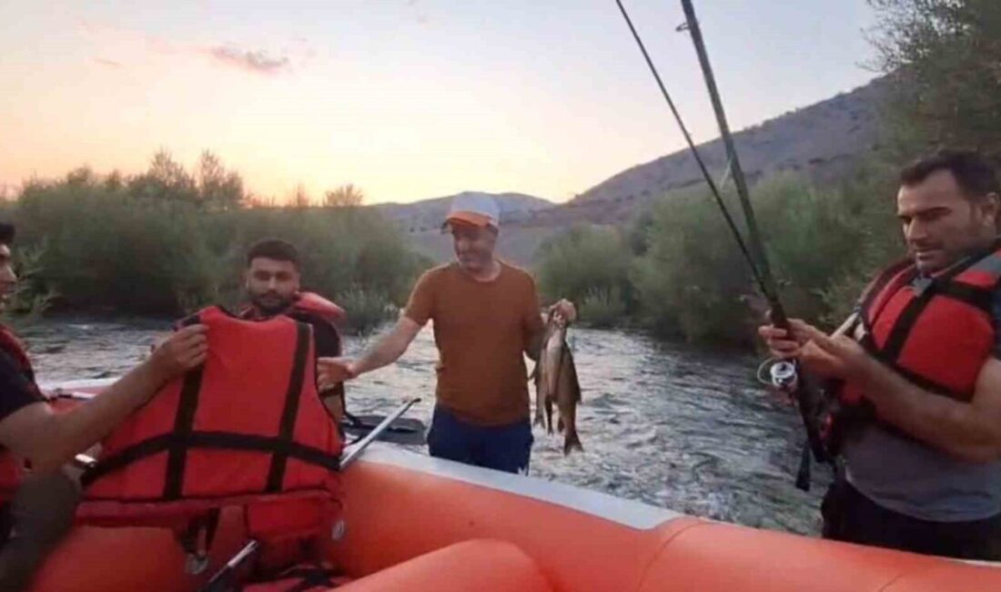 Elazığ’ın Palu ilçesinde Murat Nehri’nde balık tutmak için adaya giden