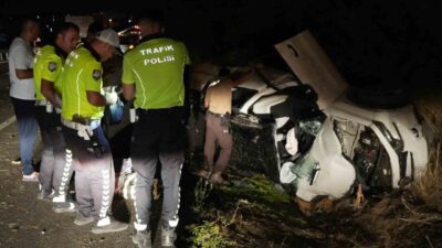 Kırıkkale’de meydana gelen trafik kazasında otomobilin takla atması sonucu 2