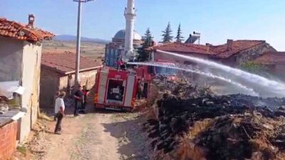 Tavşanlı ilçesindeki otluk alanda çıkan yangın, rüzgarın etkisiyle hızla büyüyerek