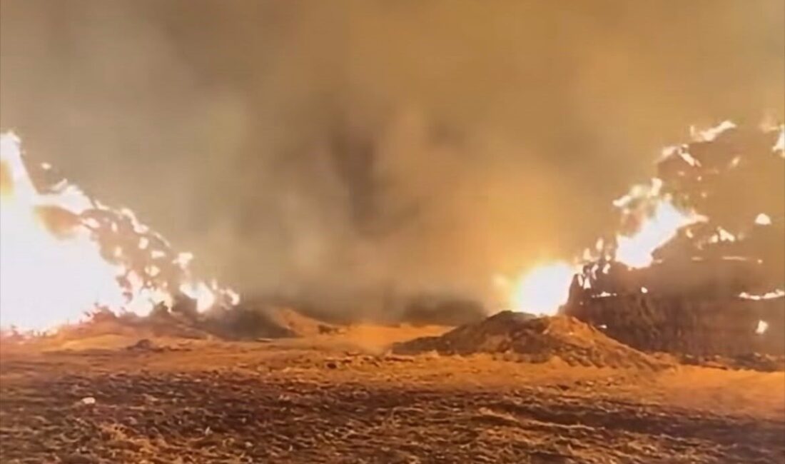 Hayrabolu ilçesinde meydana gelen yangında, yaklaşık 500 saman balyası kullanılamaz