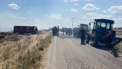 Tekirdağ’ın Hayrabolu ilçesinde meydana gelen anız yangınında yaklaşık 150 dönüm