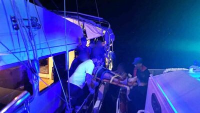 Muğla’nın Marmaris ilçesi açıklarında seyir halinde olan bir ticari yatta